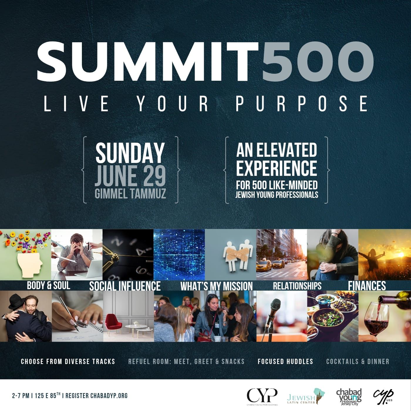 Chabad YP –  Summit 500: Jewish Learning & Dinner *promo code: “JSC”*