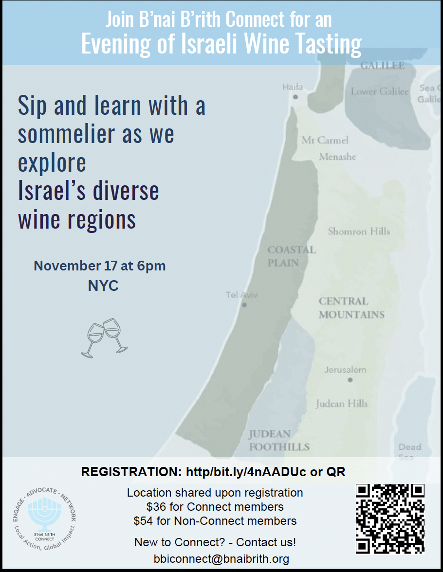 B’nai B’rith Connect Israeli Wine Tasting