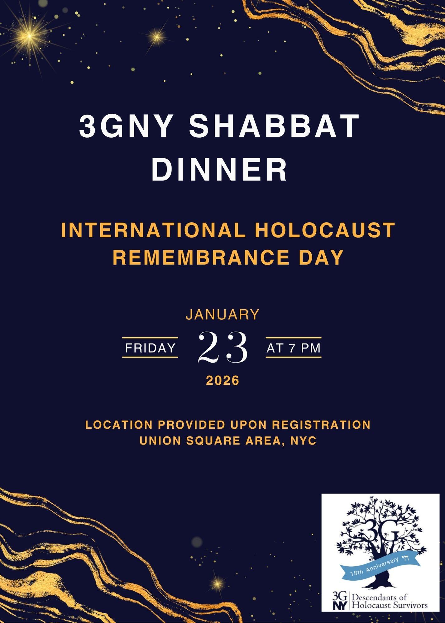 3GNY Shabbat Dinner | International Holocaust Remembrance Day