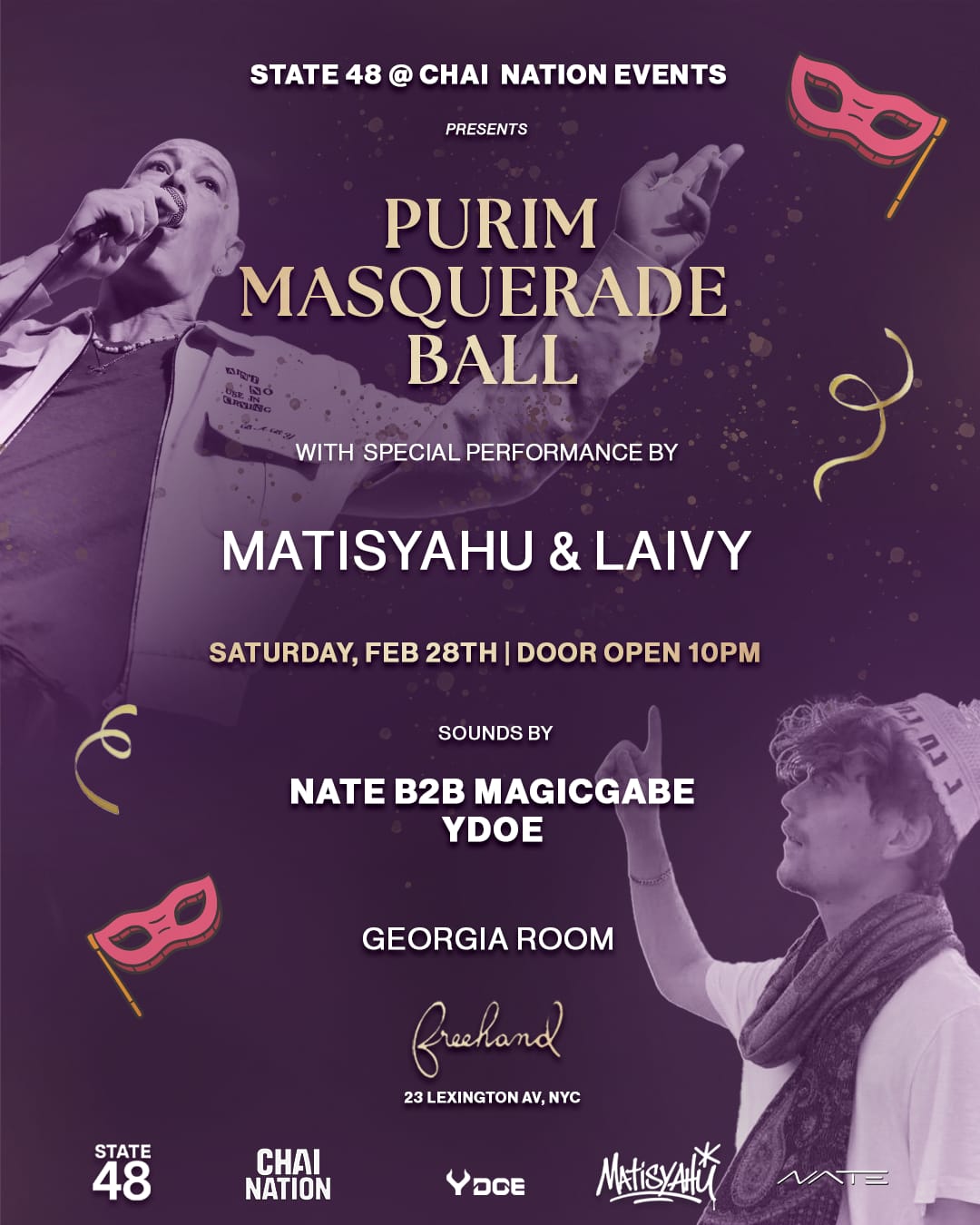 Purim Masquerade Ball – Live Popup Performance by Matisyahu & Laivy