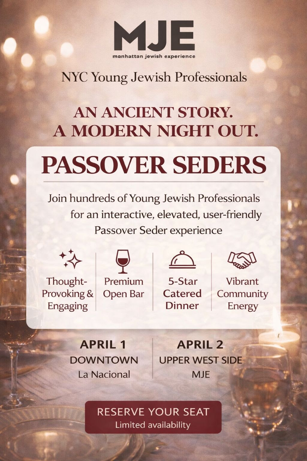 Passover Seder: 1st Night Seder with MJE