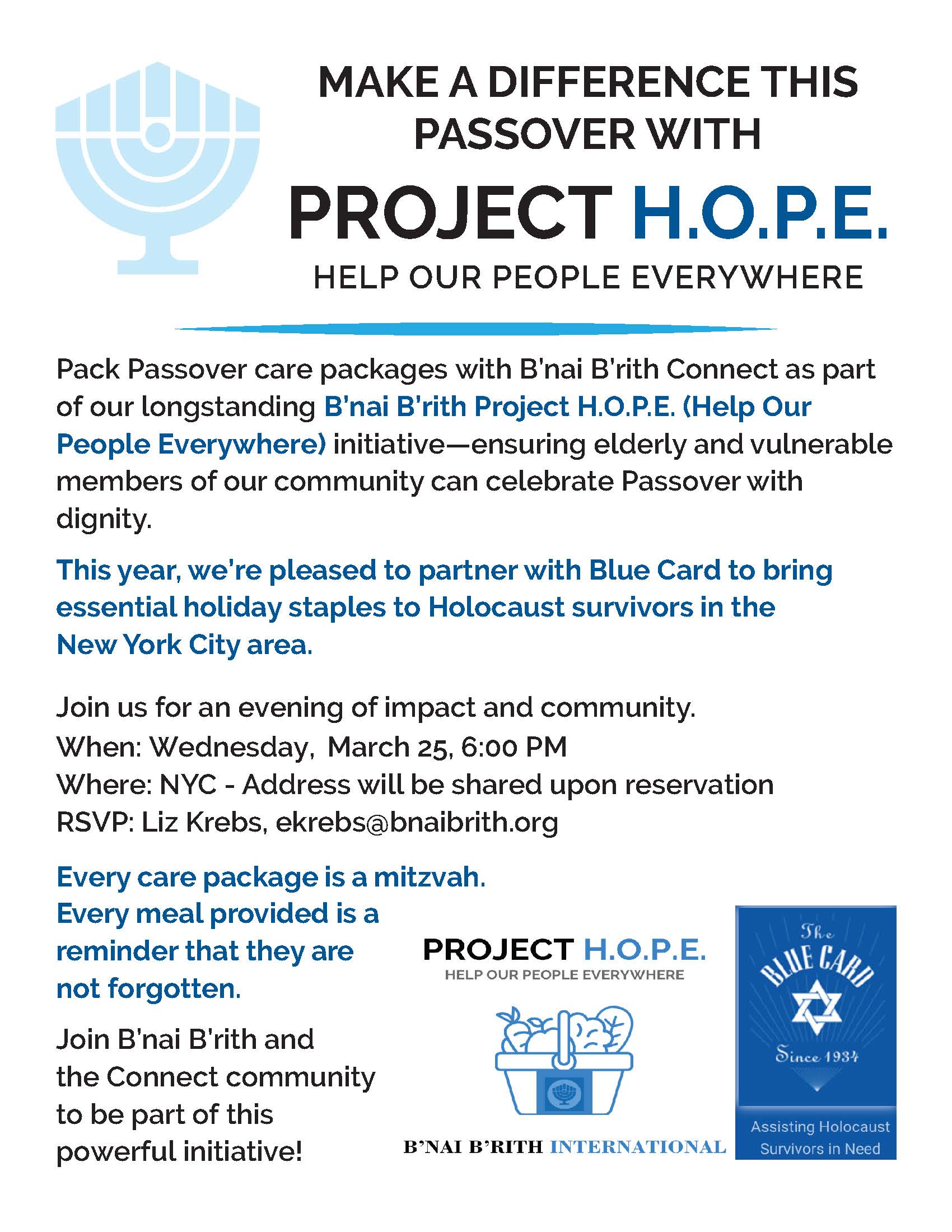 B’nai B’rith International Project H.O.P.E