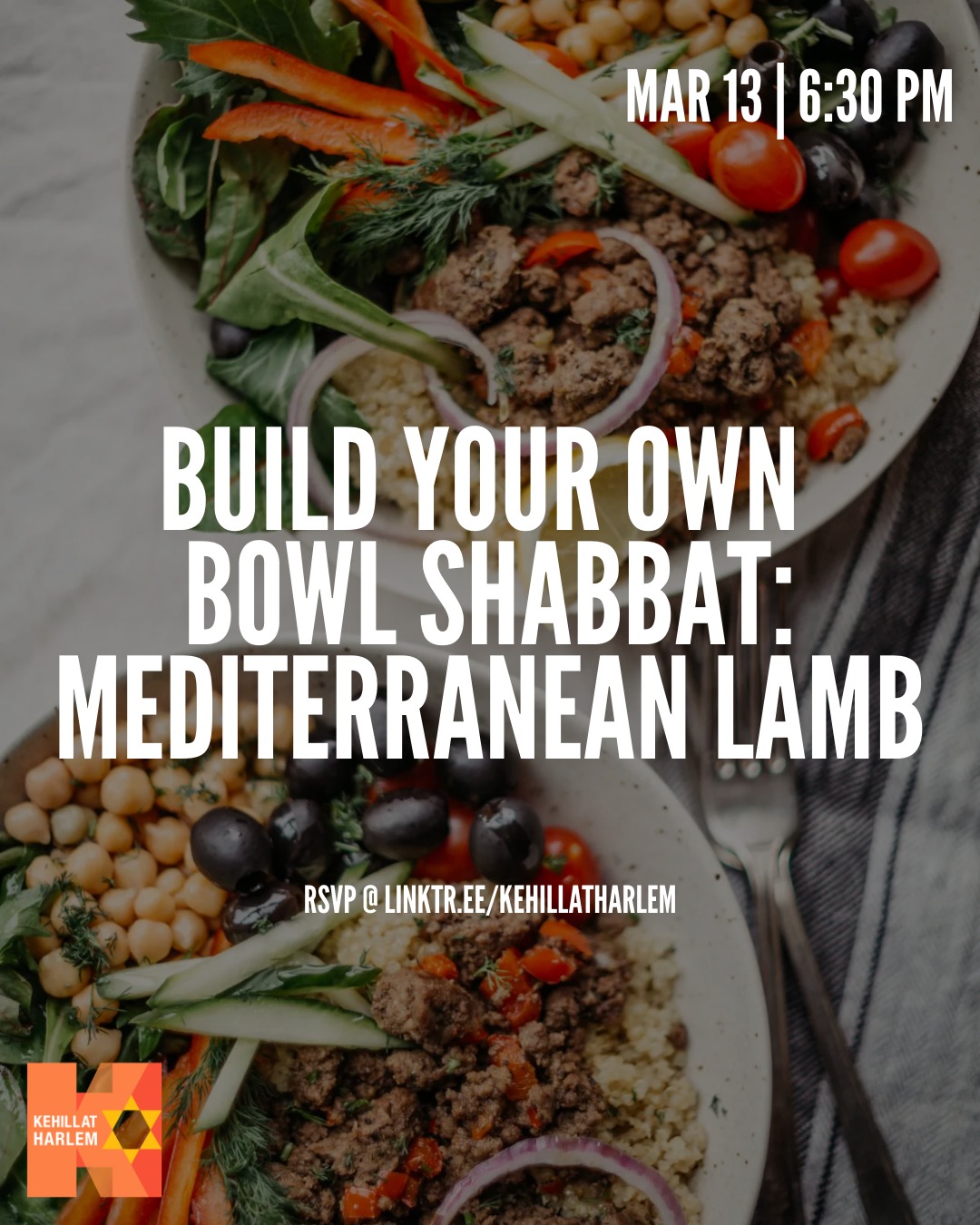 Build Your Own Bowl Shabbat: Mediterranean Lamb 🍛