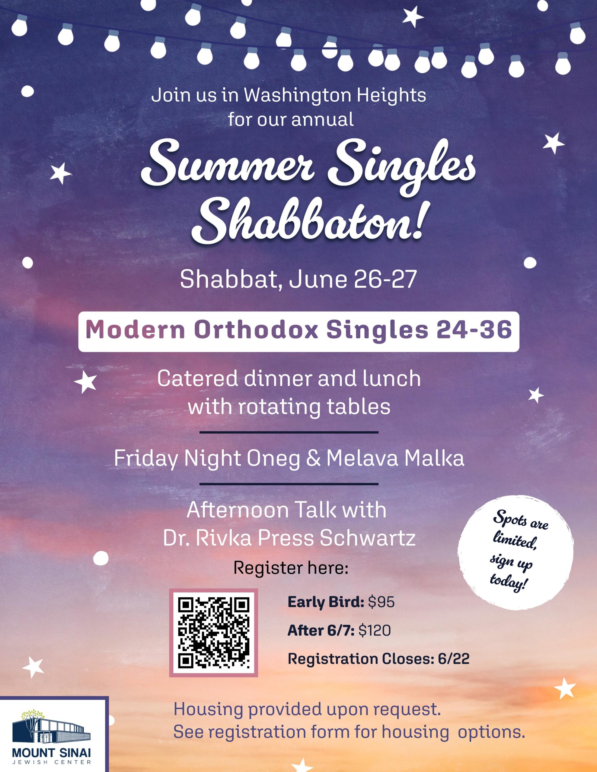 Summer Singles Shabbaton