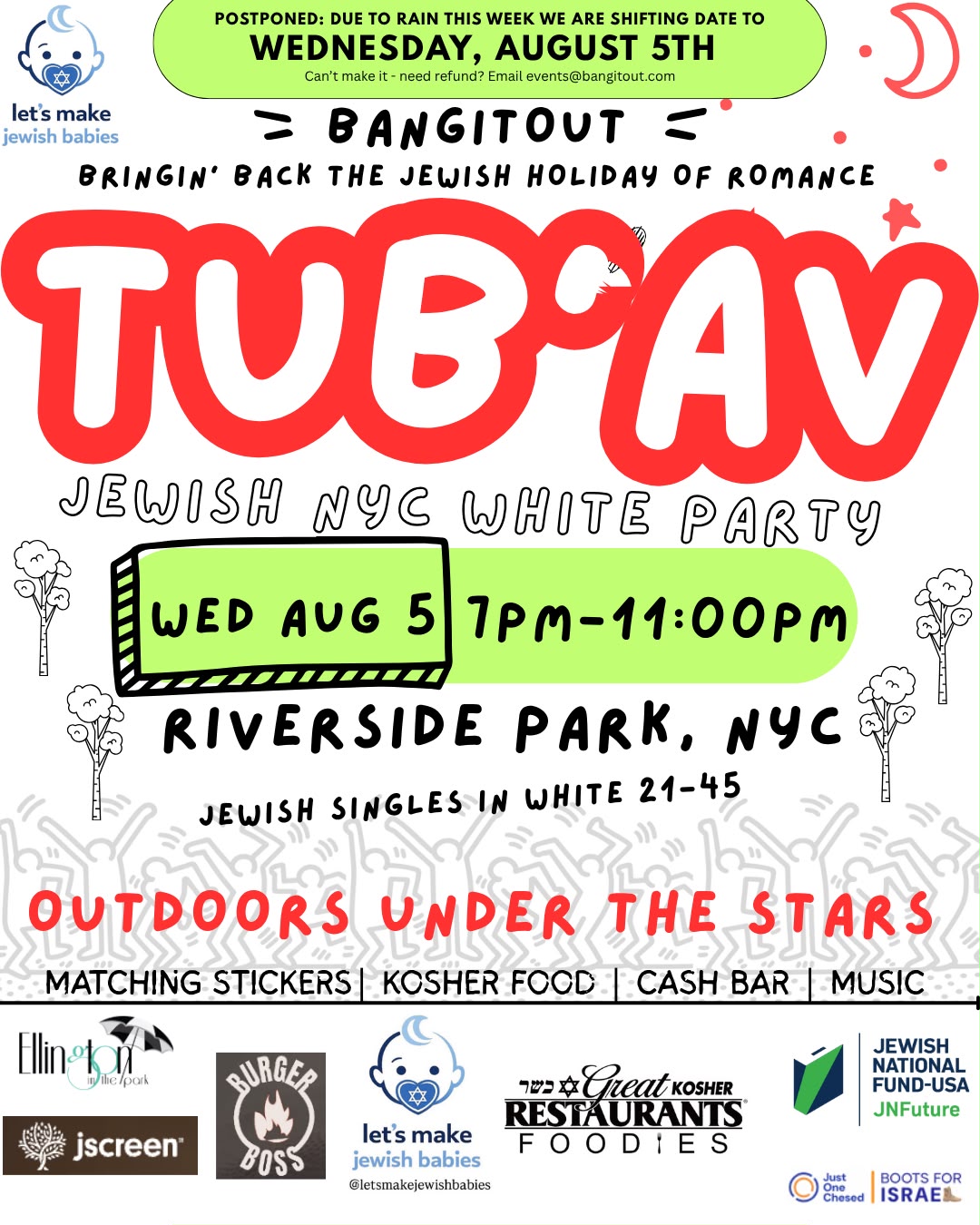 Tu B'av: White Party In the Park