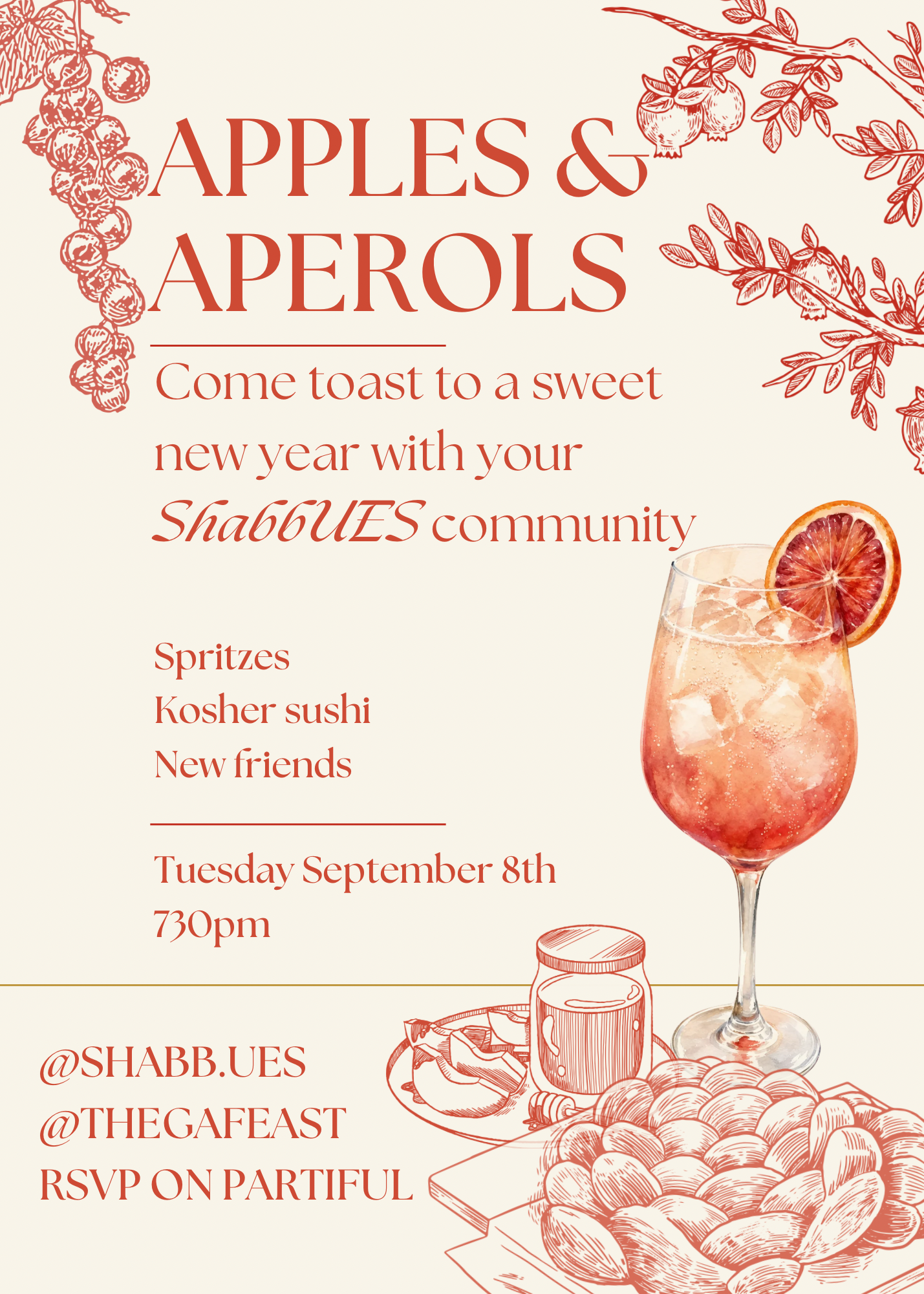 ShabbUES Apples & Aperols happy hour
