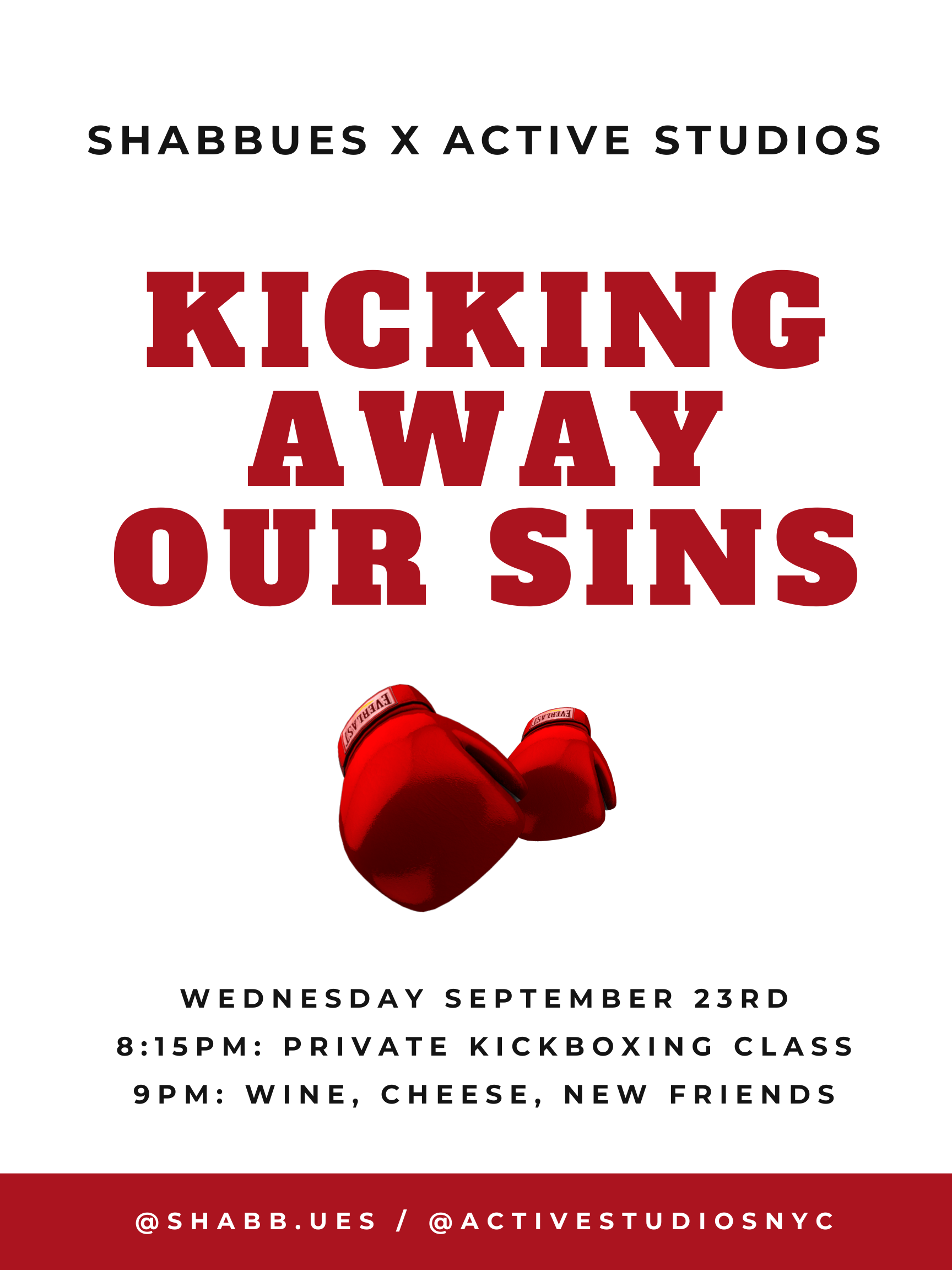 ShabbUES SOCIAL CLUB Kicking away our sins kickboxing x happy hour